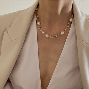 Natural Baroque Pearl Necklace Choker Pendants Kolye Collares Boho Necklace