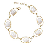 Freshwater Pearl Chain Bracelet 925 Silver Plated Jewelry