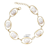 Freshwater Pearl Chain Bracelet 925 Silver Plated Jewelry