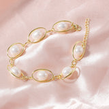 Freshwater Pearl Chain Bracelet 925 Silver Plated Jewelry