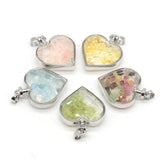 Heart Shape Stone Pendant Wishing Bottle for DIY Jewelry Making