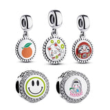 S925 Sterling Silver Lucky Cat Pendant Smiley Beads DIY Bracelet Jewelry