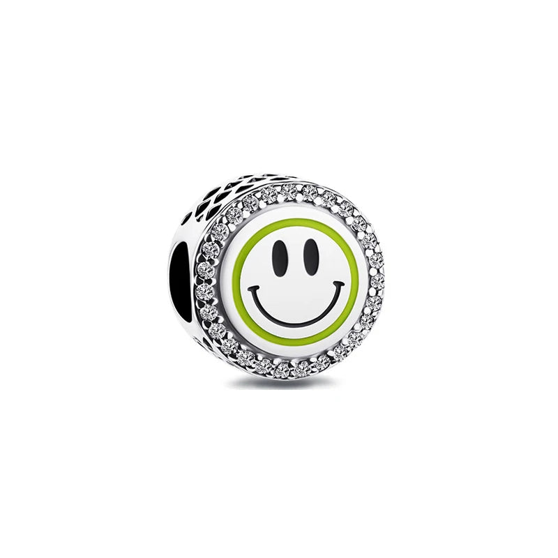 S925 Sterling Silver Lucky Cat Pendant Smiley Beads DIY Bracelet Jewelry