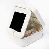 PU Leather Jewelry Display Storage Case With Mirror Zipper Travel Jewellery Box