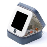 PU Leather Jewelry Display Storage Case With Mirror Zipper Travel Jewellery Box