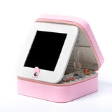 PU Leather Jewelry Display Storage Case With Mirror Zipper Travel Jewellery Box