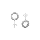 925 Silver Pave & Logo Circle Reversible Stud Earrings for Women