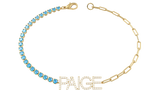 Colorful Zircon 9mm Letter Name Bracelet for Women