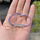 Colorful Zircon Name Bracelet Tennis Chain