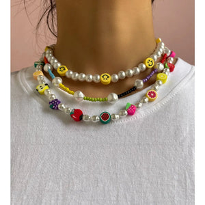Colorful Fruit Beaded Necklace Choker Chain Bohemian Jewelry