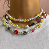 Colorful Fruit Seed Bead Necklace Chain Choker Boho Jewelry