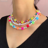 Colorful Fruit Seed Bead Necklace Chain Choker Boho Jewelry
