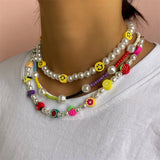 Colorful Fruit Seed Bead Necklace Chain Choker Boho Jewelry
