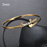 Personalized Name Bangle For Women Stainless Steel Open Love Bangle
