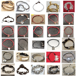 925 Silver Red & Green String Charm Bead Bracelet