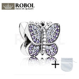 925 Sterling Silver Sparkling Butterfly Bead Charm