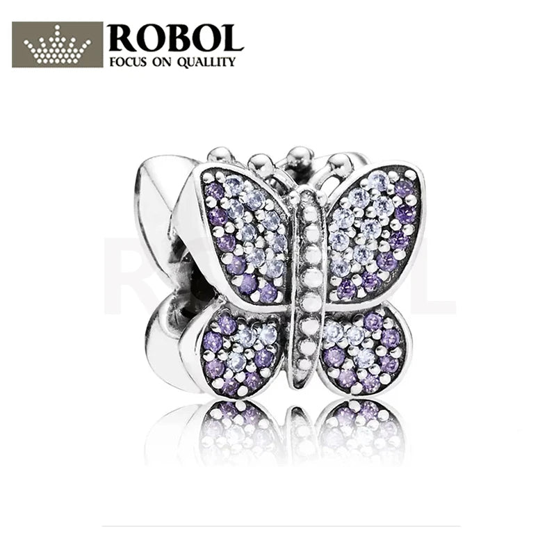 925 Sterling Silver Sparkling Butterfly Beads - Stylish Jewelry for Women