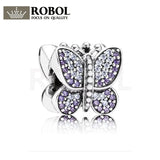 925 Sterling Silver Sparkling Butterfly Bead Charm