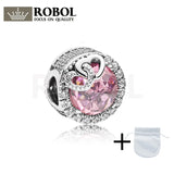925 Sterling Silver Love Bird Round Beads for Women