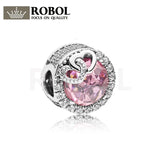925 Sterling Silver Love Bird Round Beads for Women