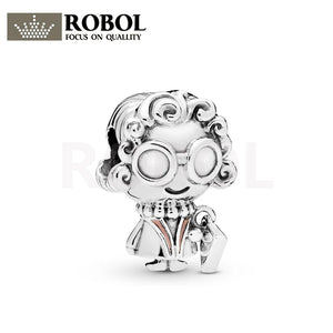 925 Silver Mini Doll Old Granny Model Beads Charm for Bracelet Necklace