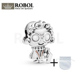 925 Silver Mini Doll Old Granny Model Beads Charm for Bracelet Necklace