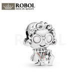 925 Silver Mini Doll Old Granny Model Beads Charm for Bracelet Necklace