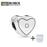 925 Silver Heart-shaped Beads with CZ