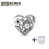 925 Sterling Silver Heart-shaped Girl's Charm Bead