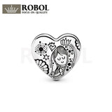 925 Sterling Silver Heart-shaped Girl's Charm Bead