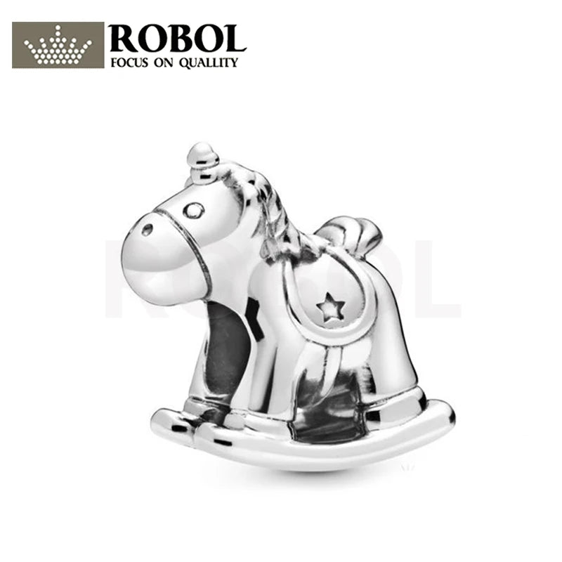 925 Silver Unicorn Rocking Horse Charm for Women