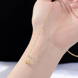 14K Real Rose Flower Chain Necklace for Women Zircon Choker Party Gift