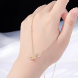 14K Real Rose Flower Chain Necklace for Women Zircon Choker Party Gift