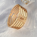 Punk Cuff Bracelets Multilayer Geometry Hollow Bracelet for Women Men Couple