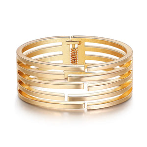 Punk Cuff Bracelets Multilayer Geometry Hollow Bracelet for Women Men Couple