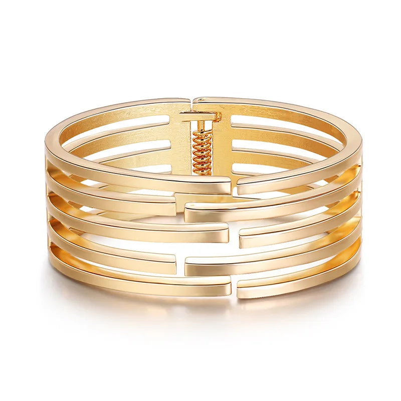 Punk Cuff Bracelets Multilayer Geometry Hollow Bracelet for Women Men Couple