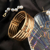 Punk Cuff Bracelets Multilayer Geometry Hollow Bracelet for Women Men Couple