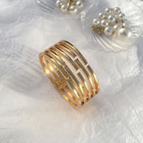 Punk Cuff Bracelets Multilayer Geometry Hollow Bracelet for Women Men Couple