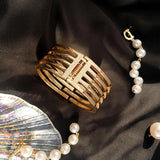 Punk Cuff Bracelets Multilayer Geometry Hollow Bracelet for Women Men Couple