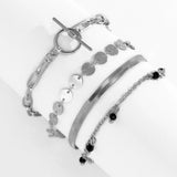 Punk Silver Thick Chain Bracelet Set Girl Party Jewelry