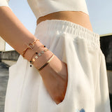 Punk Silver Thick Chain Bracelet Set Girl Party Jewelry
