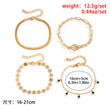 Punk Silver Thick Chain Bracelet Set Girl Party Jewelry