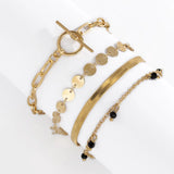 Punk Silver Thick Chain Bracelet Set Girl Party Jewelry