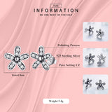 925 Silver Flower Stud Earrings CZ Vintage Jewelry