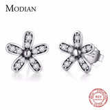 925 Silver Flower Stud Earrings CZ Vintage Jewelry
