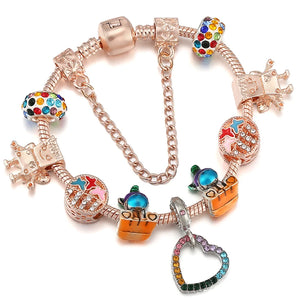 Rainbow Bella Beads Charm Bracelet With Silver Plated Chain