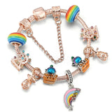 Rainbow Bella Beads Charm Bracelet With Silver Plated Chain