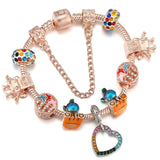 Rainbow Bella Beads Charm Bracelet With Silver Plated Chain