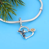 925 Sterling Silver Love & Strength Heart Dangle Beads Charms