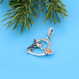 925 Sterling Silver Love & Strength Heart Dangle Beads Charms
